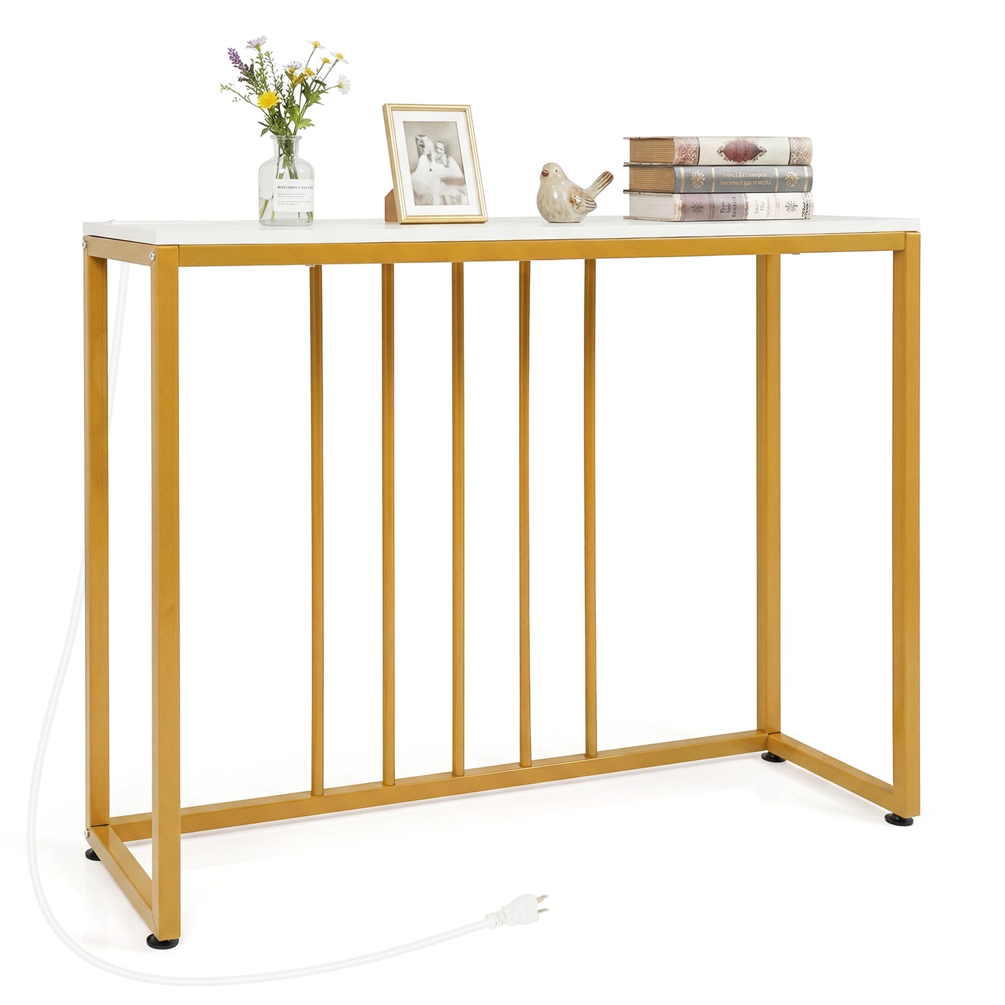 39" Modern Console Table With Built-In Charging Station, White Console Tables at Gallery Canada