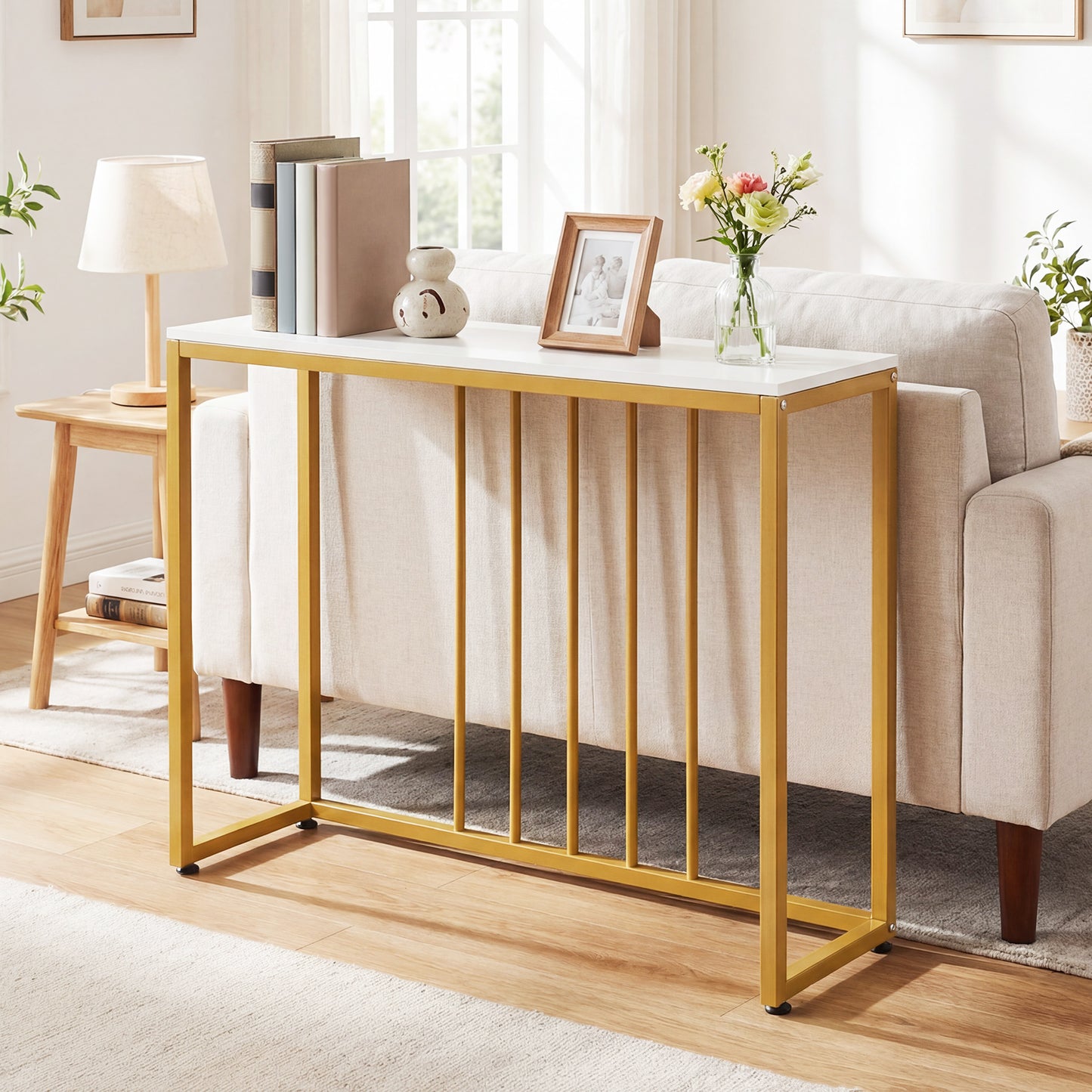 39" Modern Console Table With Built-In Charging Station, White Console Tables at Gallery Canada