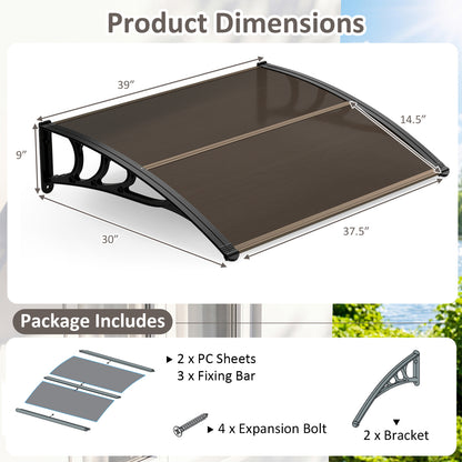 39 x 30 In Outdoor Door Window Awning Canopy, Brown Outdoor Shades at Gallery Canada