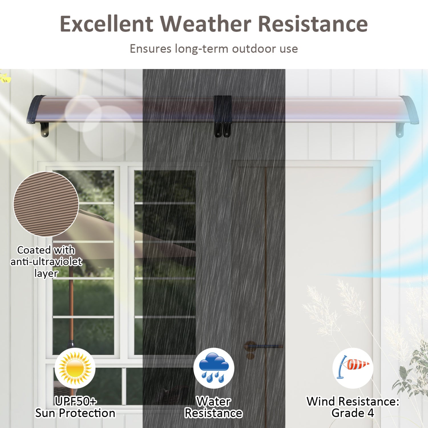 39 x 30 In Outdoor Door Window Awning Canopy, Brown Outdoor Shades at Gallery Canada
