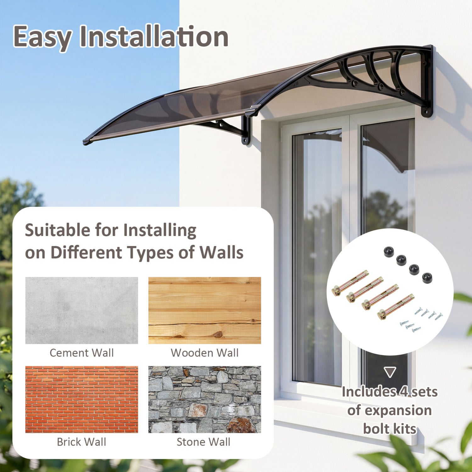 39 x 30 In Outdoor Door Window Awning Canopy, Brown Outdoor Shades at Gallery Canada
