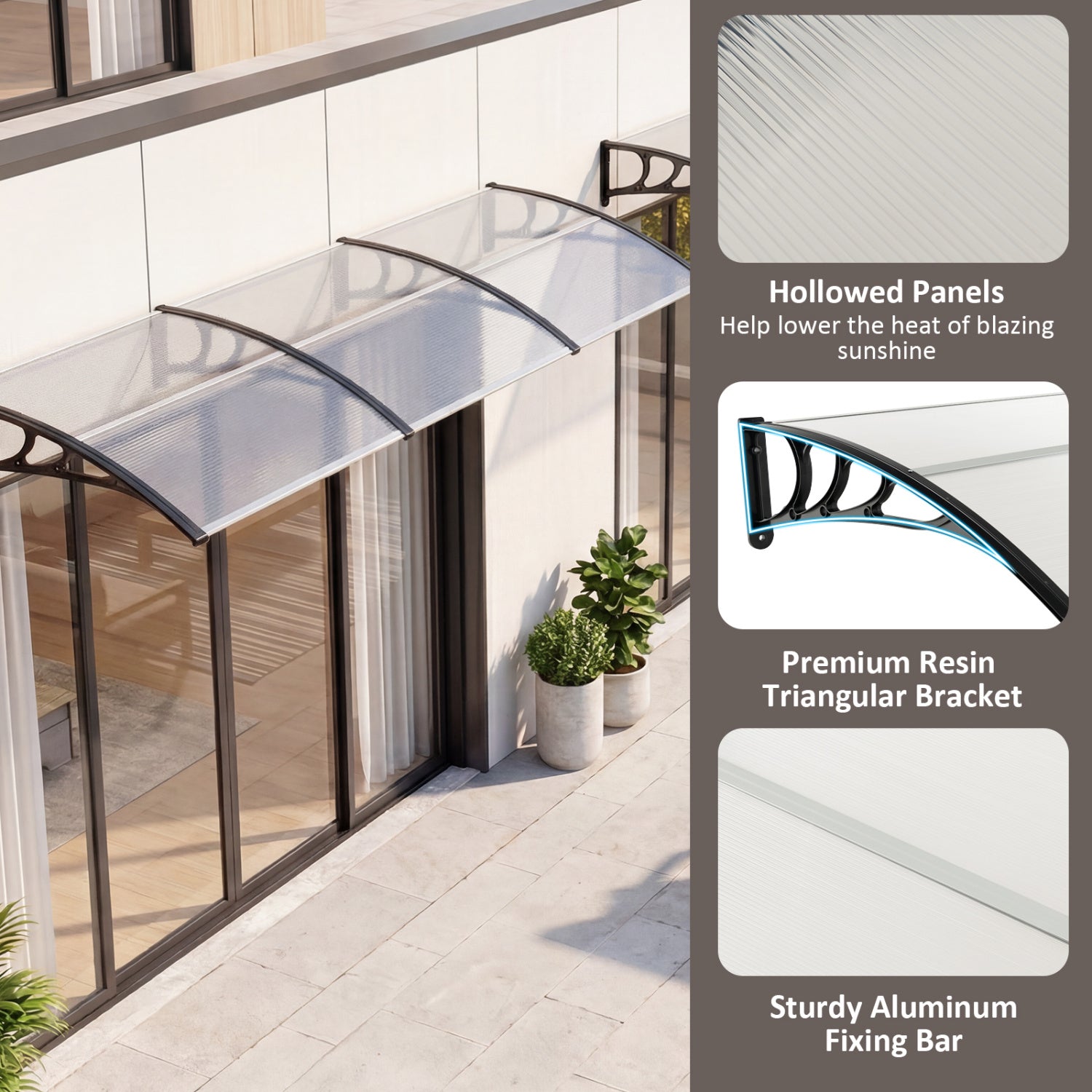 39 x 30 Inch Outdoor Door Awning Canopy, Exterior, Black Outdoor Shades at Gallery Canada