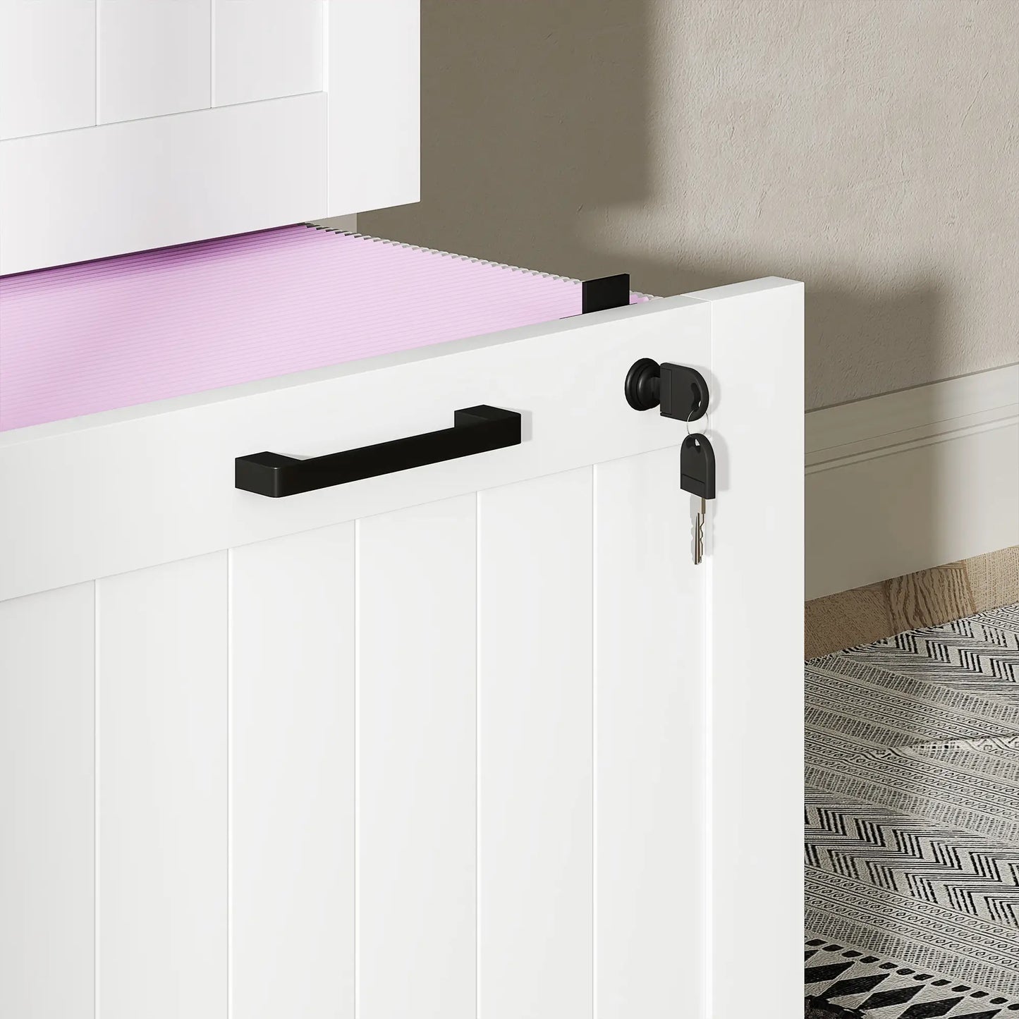 3 Drawer Filing Cabinet with Lock, Office Storage, A4 Letter Size, White Office Cabinets & Cupboards at Gallery Canada