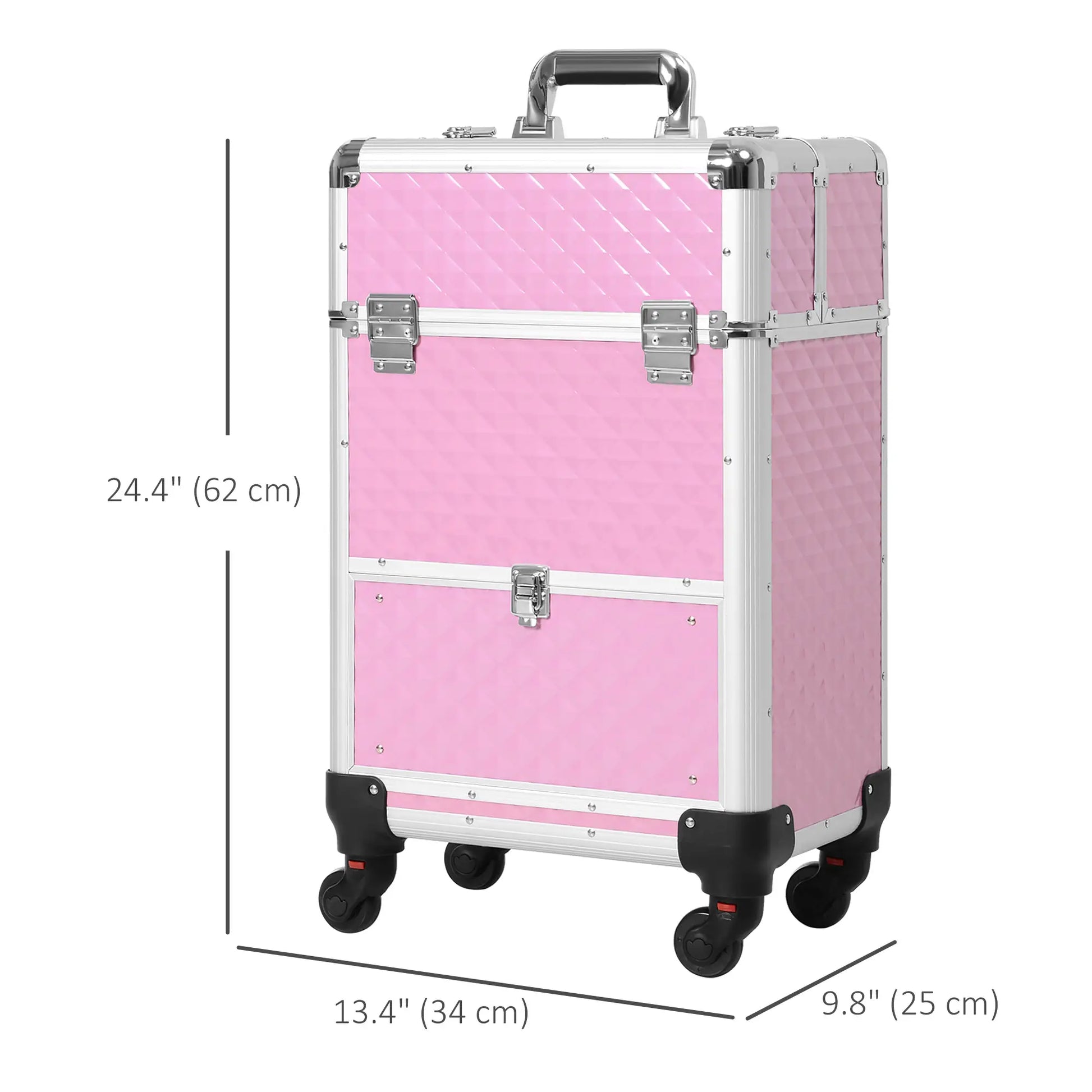 Portable Aluminum Makeup Train Case, Rolling Cosmetic Organizer, 4 Wheels, Pink Makeup Cases at Gallery Canada