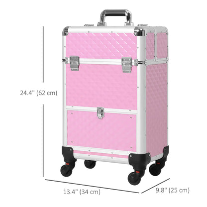 Portable Aluminum Makeup Train Case, Rolling Cosmetic Organizer, 4 Wheels, Pink Makeup Cases at Gallery Canada