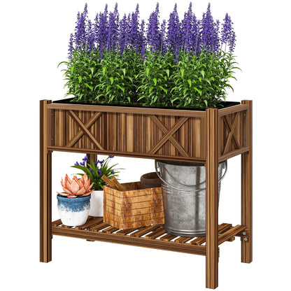 Wooden Raised Garden Bed, Elevated Planter Box, 34"x18"x30", Carbonized Raised Garden Beds Carbonized at Gallery Canada