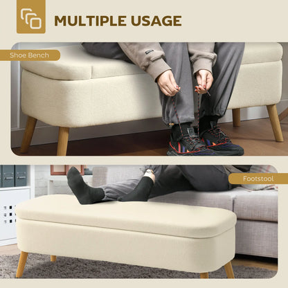 47 Inches Storage Ottoman Bench, Upholstered Teddy Fleece, Beige Storage Ottomans & Benches at Gallery Canada