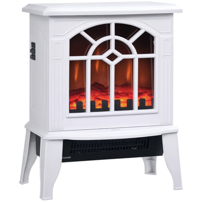 Electric Fireplace Heater, Freestanding Stove, Realistic Flame, Overheat Protection, 750W/1500W, White Electric Fireplaces at Gallery Canada