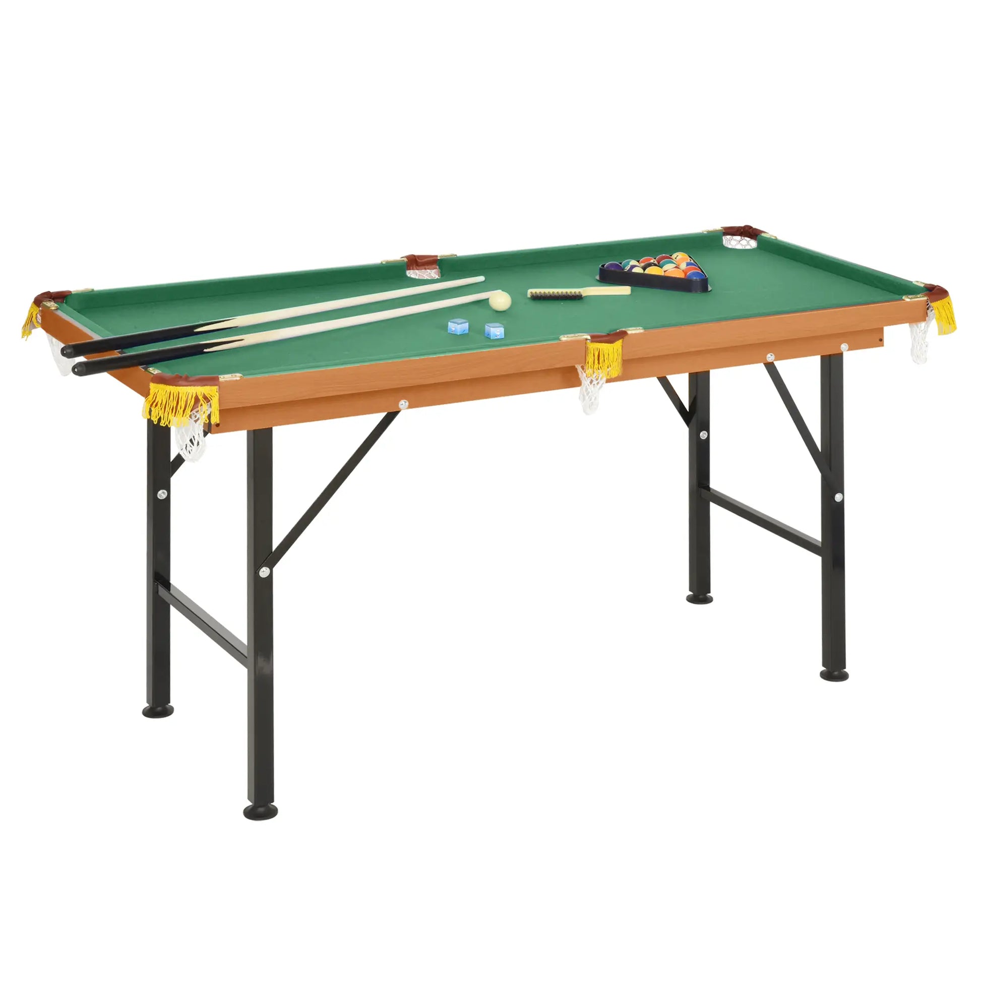 54.3"L Mini Pool Table, Portable, Includes Cues, Balls, Chalk, Rack Game Tables Green/Black/Yellow at Gallery Canada
