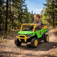 Tracteur Électrique pour Enfants 12V, Télécommande, Double Moteur, Vert