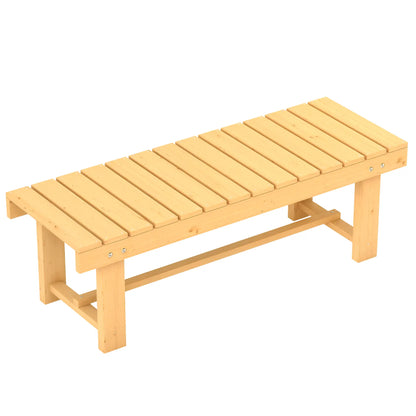 43.25" Outdoor Wood Garden Bench, Backless Patio Loveseat, Natural Outdoor Benches Natural at Gallery Canada