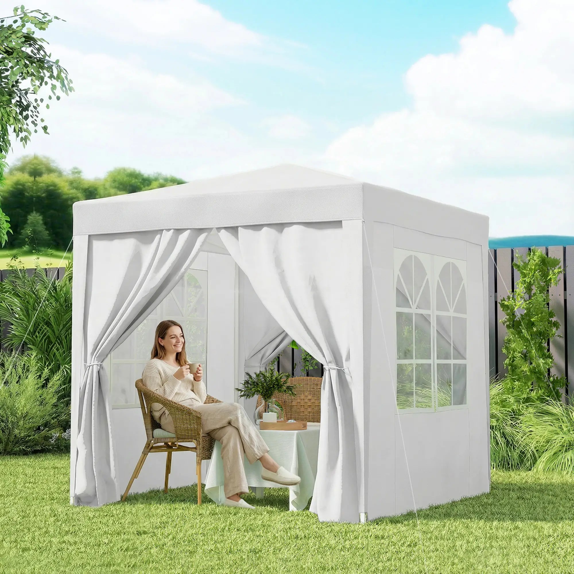 6.6'x6.6' Pop Up Canopy Tent, Instant Sun Shelter Gazebo, White Pop Up Canopies at Gallery Canada