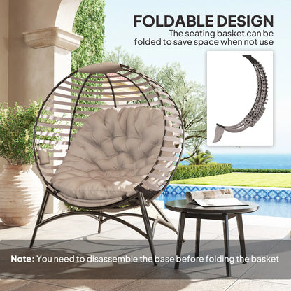 Egg Patio Lounge Chair, Foldable, with Cushion & Pocket, Light Grey, Light Grey Patio Chairs at Gallery Canada