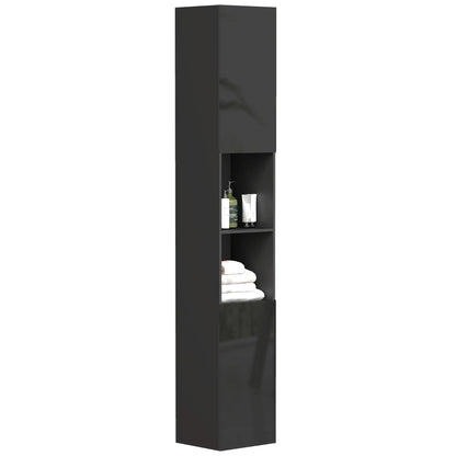 Tall Bathroom Cabinet, High Gloss Storage, Adjustable Shelves, 11.8" x 11.8" x 71.5", Black Bathroom Cabinets at Gallery Canada