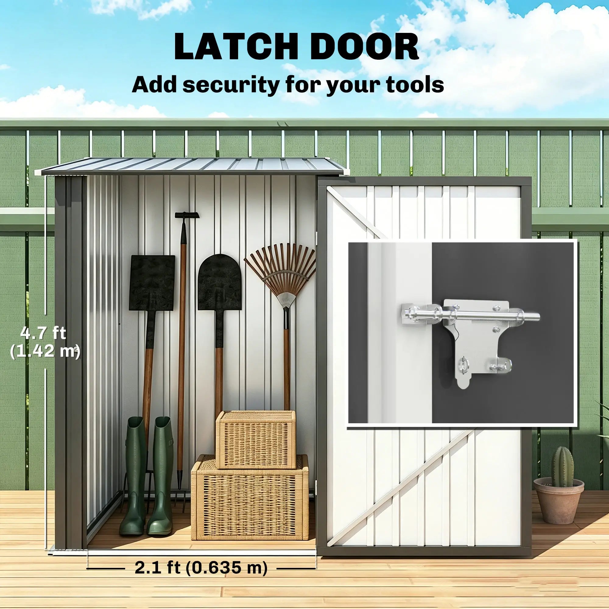 3.3' x 3.4' Lean-To Storage Shed, Galvanized Steel, Lockable Door, Dark Gray Sheds at Gallery Canada