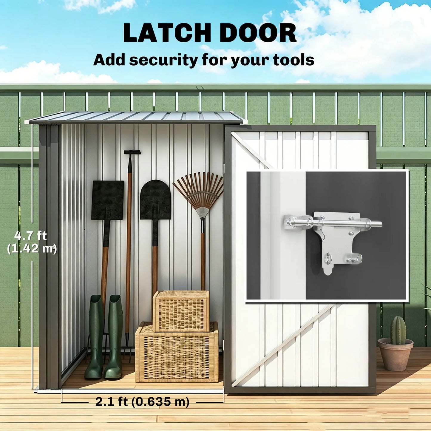 3.3' x 3.4' Lean-To Storage Shed, Galvanized Steel, Lockable Door, Dark Gray Sheds at Gallery Canada