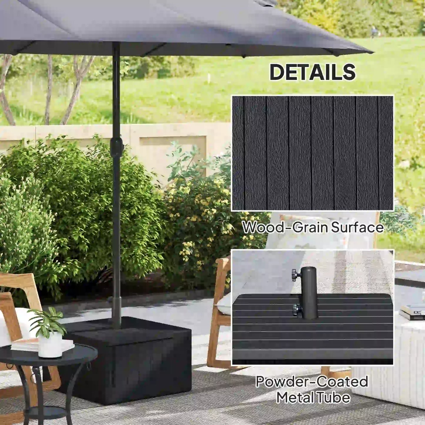 Outdoor Umbrella Base with Wheels, Holds 176lbs Stand or 110lbs Water, Black Umbrella Bases at Gallery Canada