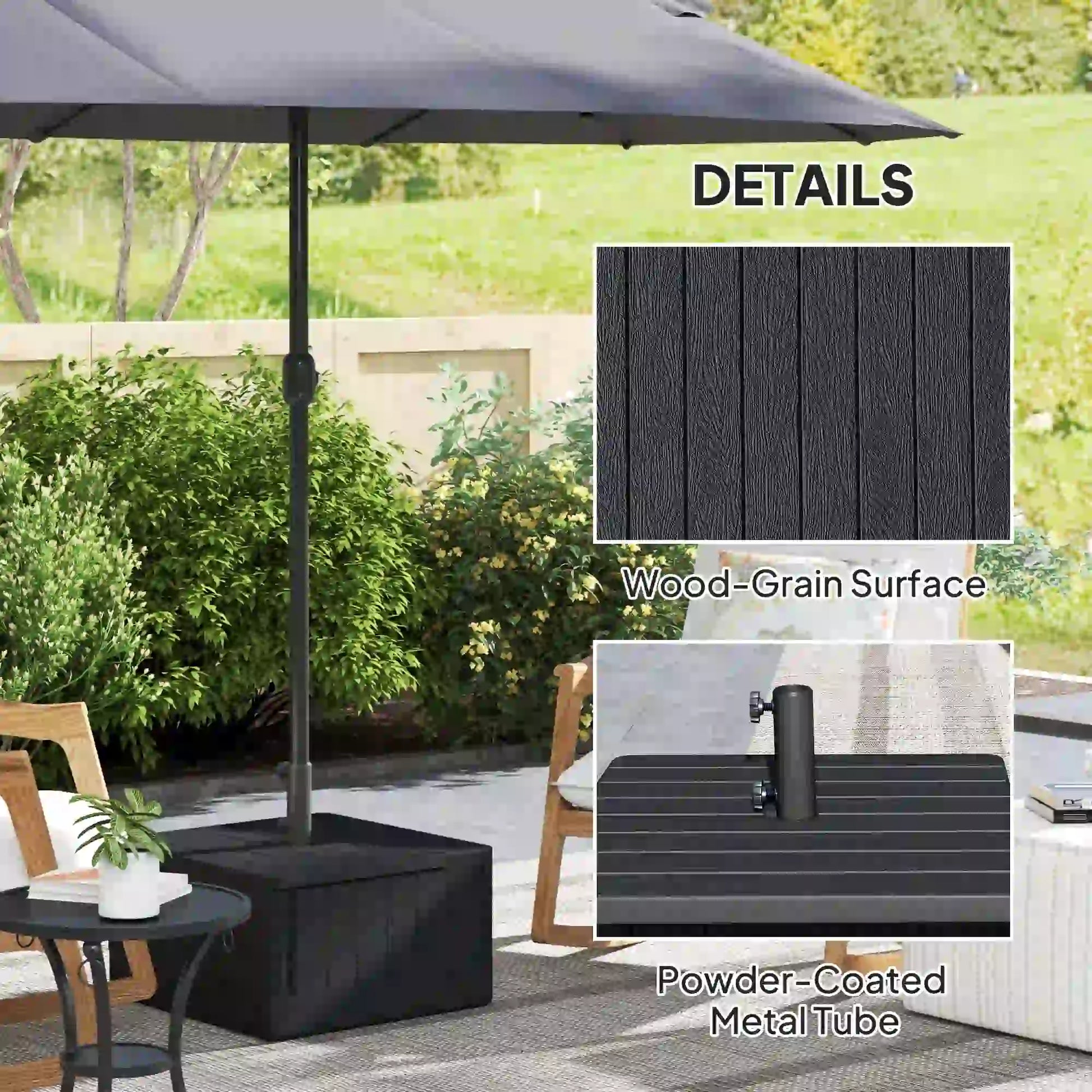 Outdoor Umbrella Base with Wheels, Holds 176lbs Stand or 110lbs Water, Black Umbrella Bases at Gallery Canada
