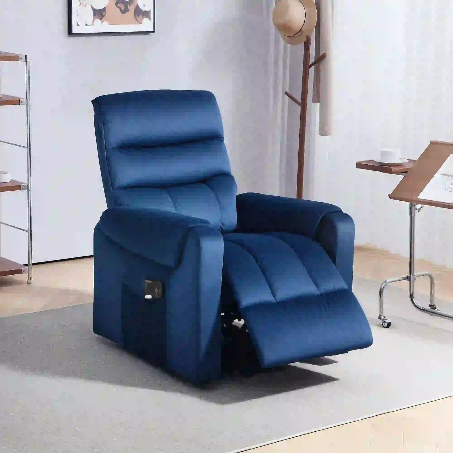 Elderly Lift Chair, Massage Recliner with 8 Vibration Points, Dark Blue Sofas & Reclining Chairs at Gallery Canada