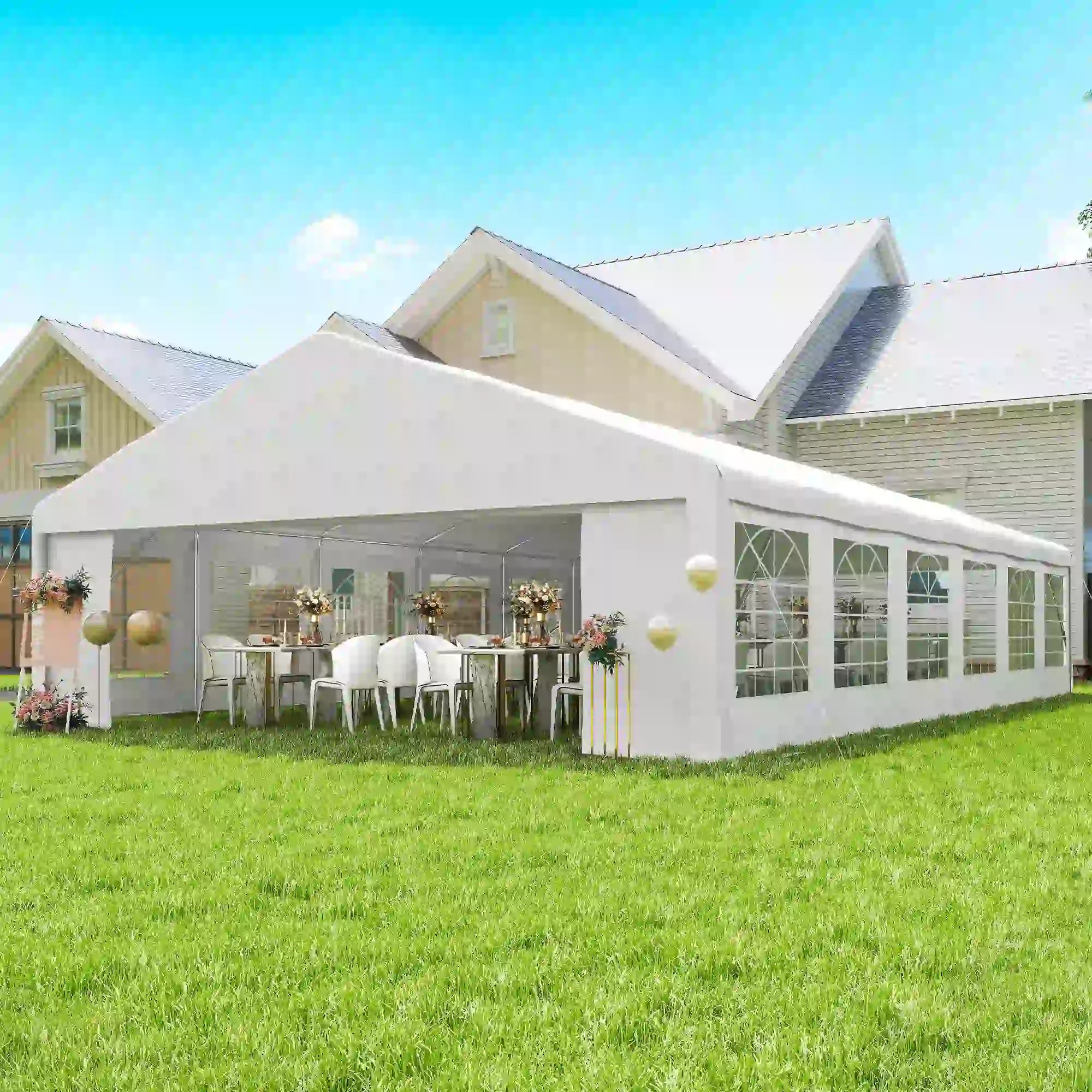 23' x 39' Party Tent, Heavy Duty Outdoor Canopy Shelter, White Canopy Tents at Gallery Canada
