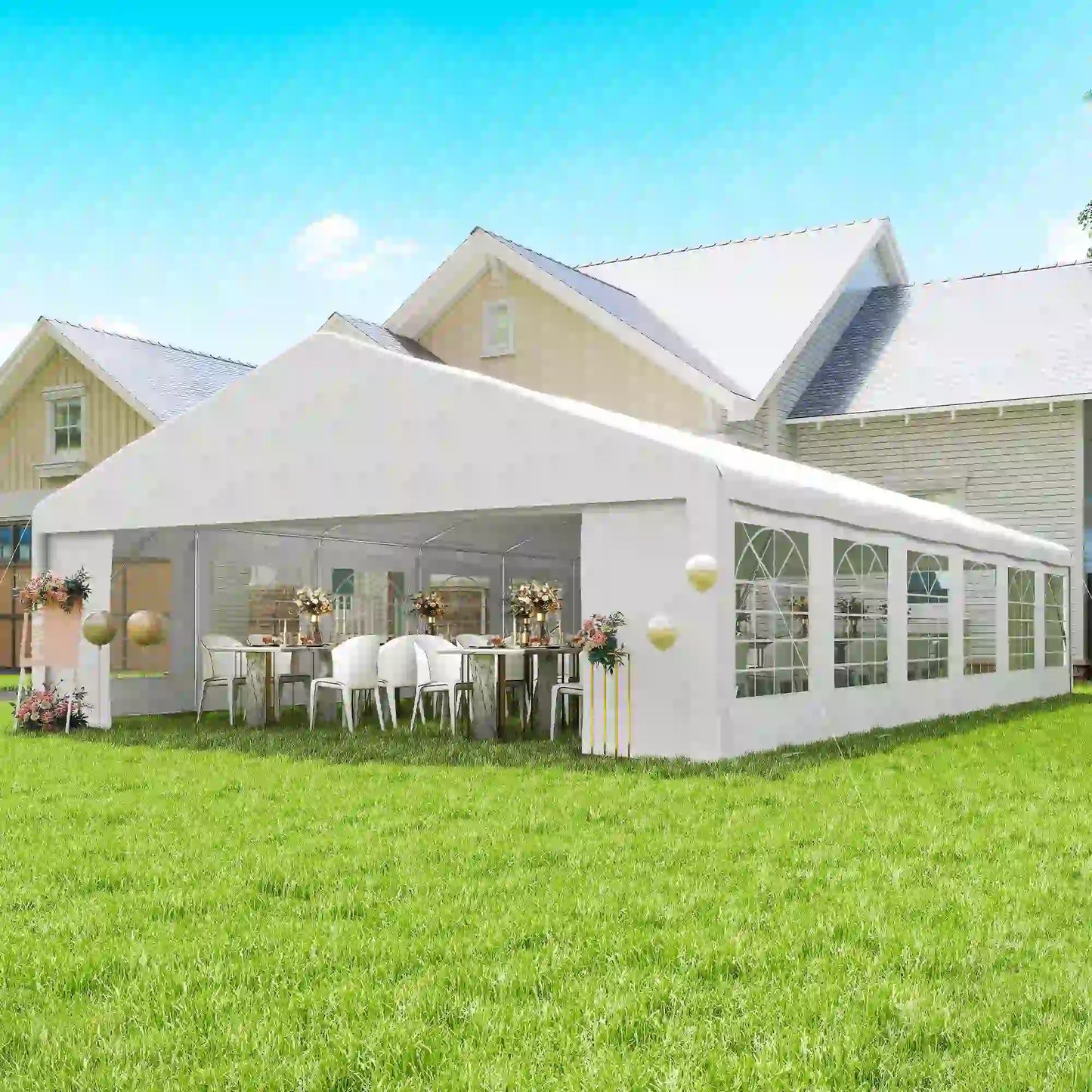 23' x 39' Party Tent, Heavy Duty Outdoor Canopy Shelter, White Canopy Tents at Gallery Canada
