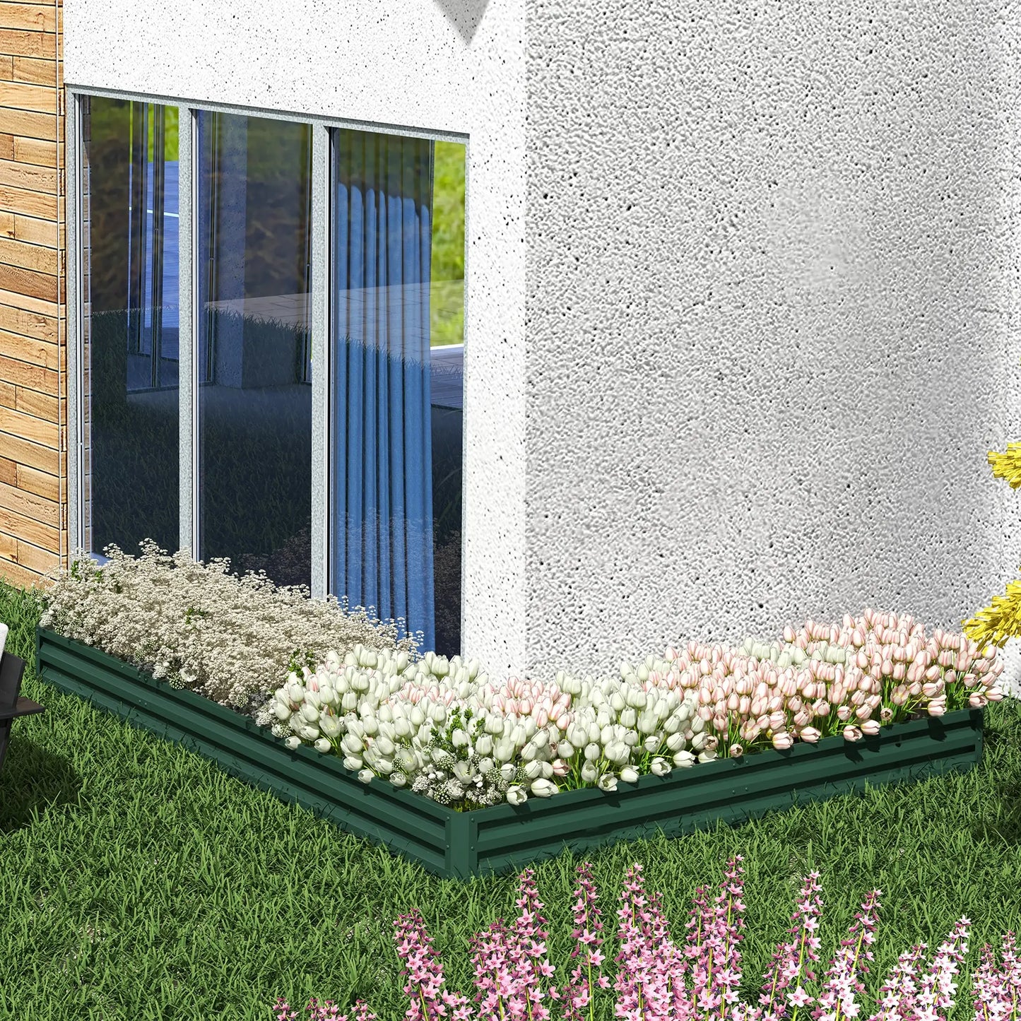 Galvanized Raised Garden Bed, Steel Planter Box, 82" x 109" x 12", Green Galvanized Planter Boxes at Gallery Canada