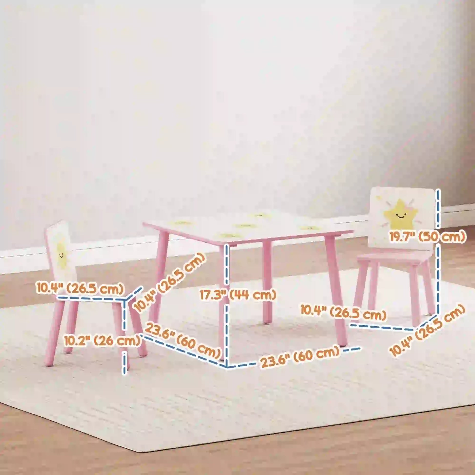 Kids Table And Chair Set, 3-Piece, Star Pattern, Ages 3-8, Pink Kids Table Sets at Gallery Canada