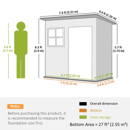 7' x 4' Galvanised Steel Outdoor Storage Shed, Window, Lockable Door, Dark Grey Sheds at Gallery Canada