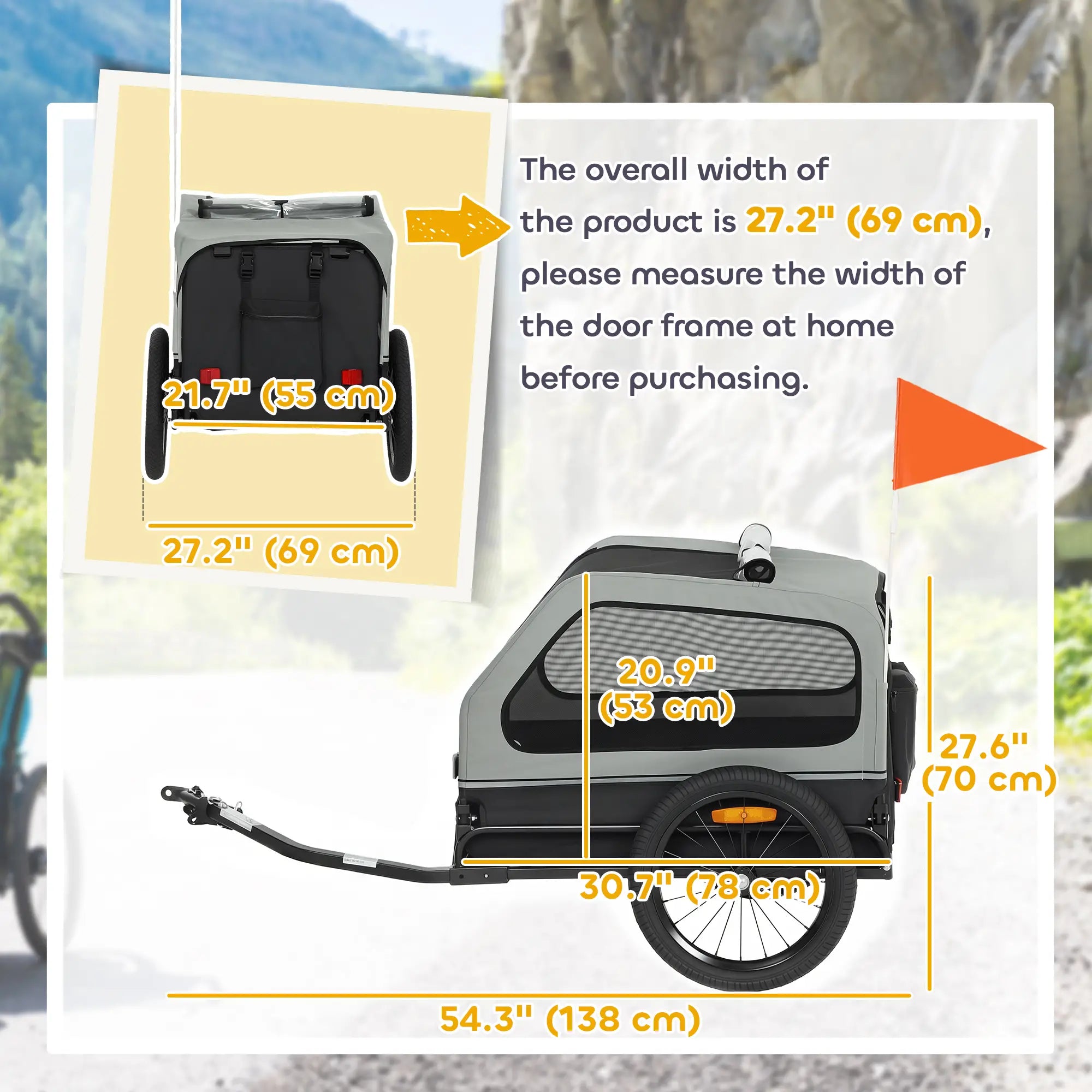 Dog Bike Trailer, 44 lbs, Universal Coupler, Flip-Down Ramp, Grey Dog Bike Trailers & Strollers at Gallery Canada