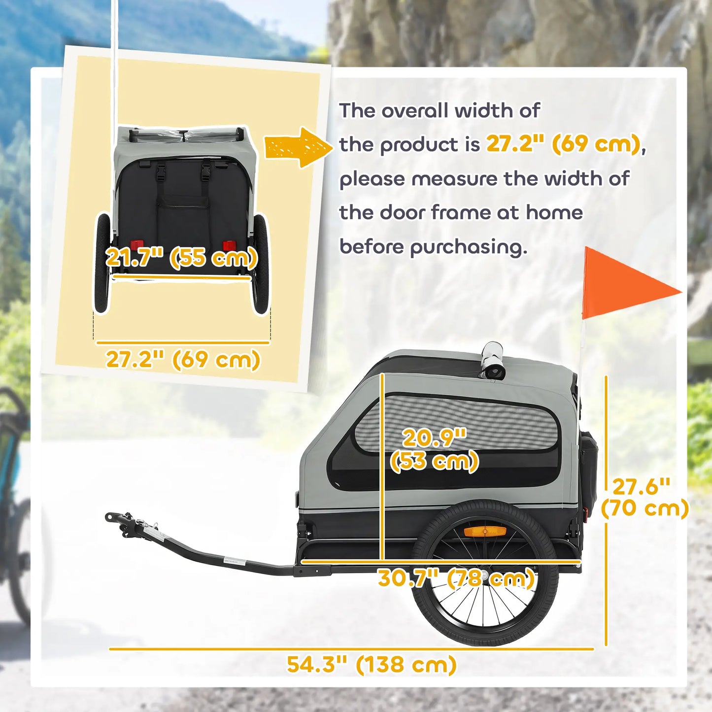 Dog Bike Trailer, 44 lbs, Universal Coupler, Flip-Down Ramp, Grey Dog Bike Trailers & Strollers at Gallery Canada