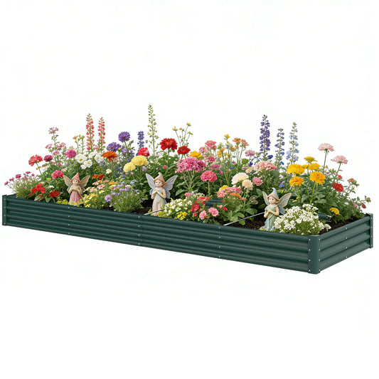 12 x 4 x 1ft Galvanized Raised Garden Bed, Reinforced Outdoor Planter Box, Green Galvanized Planter Boxes Green at Gallery Canada