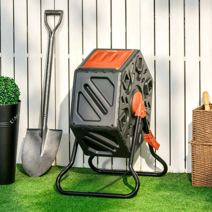 Rotating Composter Bin, 17 Gallon, 24 Vents, Steel Legs, Orange Outdoor Compost Bin at Gallery Canada