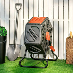 Rotating Composter Bin, 17 Gallon, 24 Vents, Steel Legs, Orange