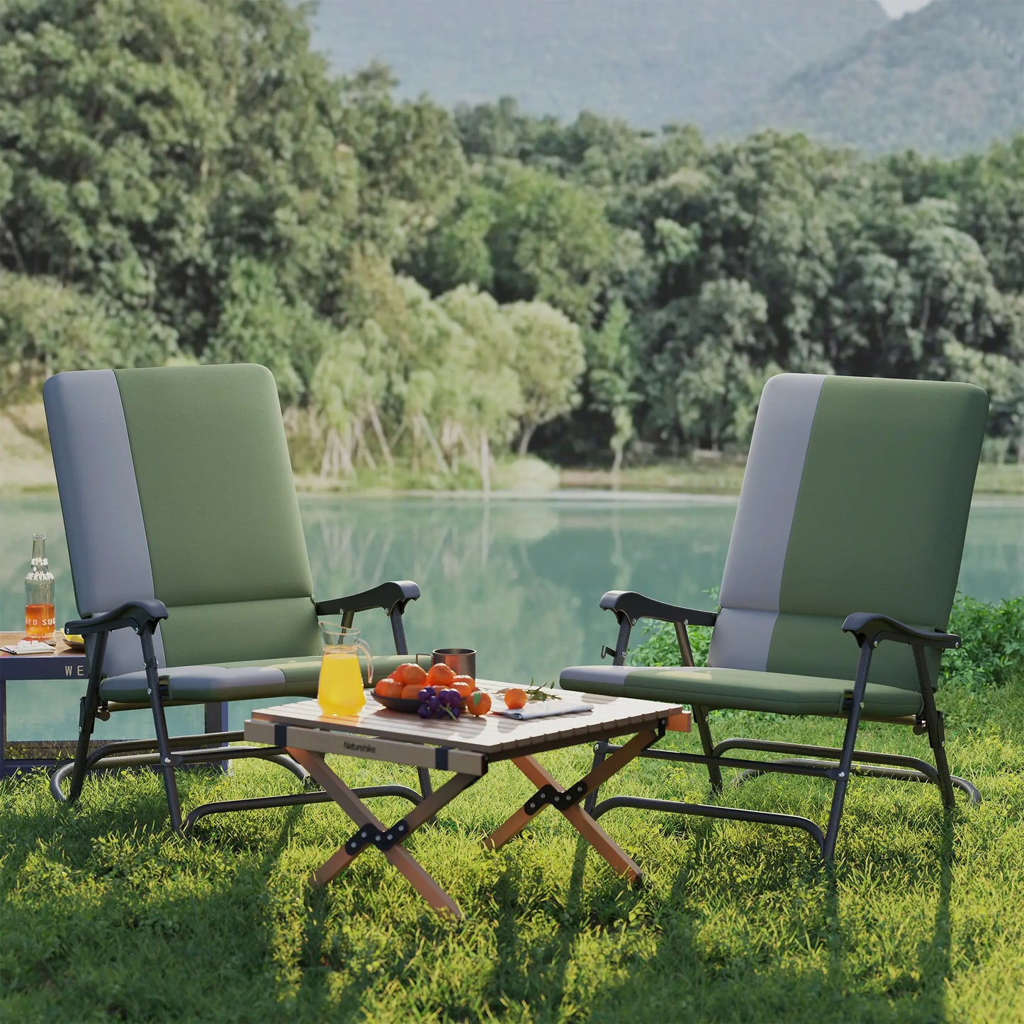 Folding Rocking Chair Set, Oversized Outdoor, 400 lbs Capacity, Green Outdoor Rocking Chairs at Gallery Canada