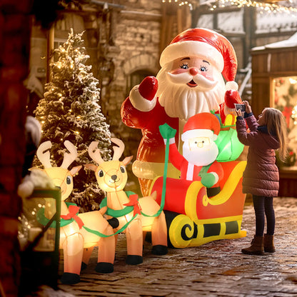 8ft Santa Claus Inflatable with Sleigh, Reindeer, LED Lights Christmas Inflatables at Gallery Canada