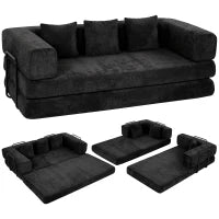 81" Canapé-lit convertible, 5-en-1, assise profonde, noir
