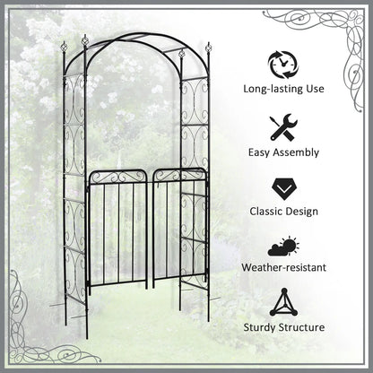 7' Metal Garden Arbor Arch, Scrollwork Doors, for Ceremony, Weddings Garden Arches at Gallery Canada
