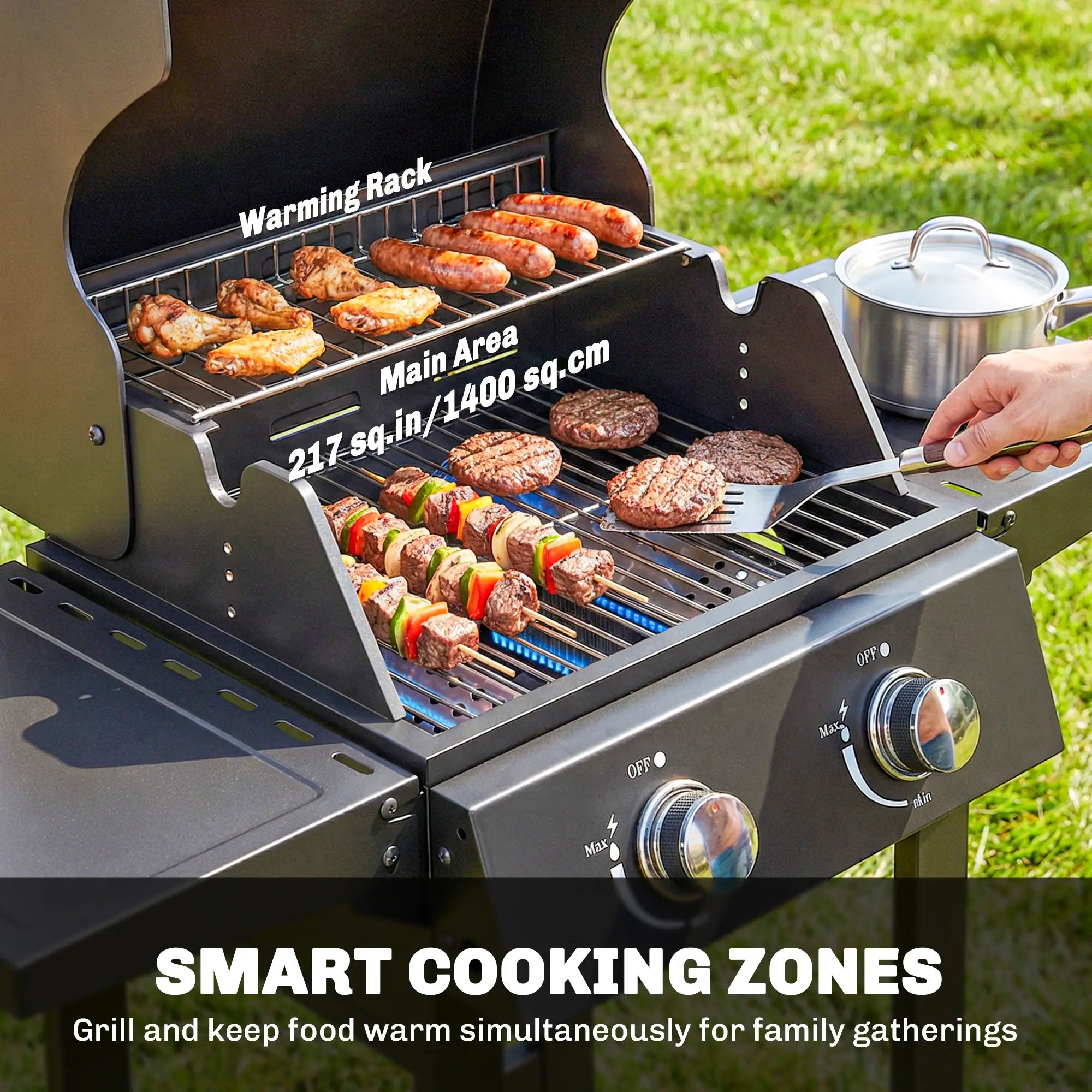 2 Burner Propane Gas Grill With Wheels, 18,400 BTU, Black Propane Gas Grills at Gallery Canada