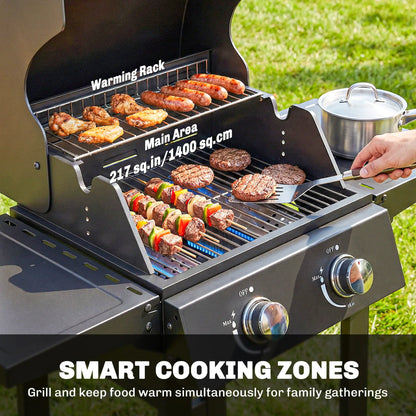 2 Burner Propane Gas Grill With Wheels, 18,400 BTU, Black Propane Gas Grills at Gallery Canada