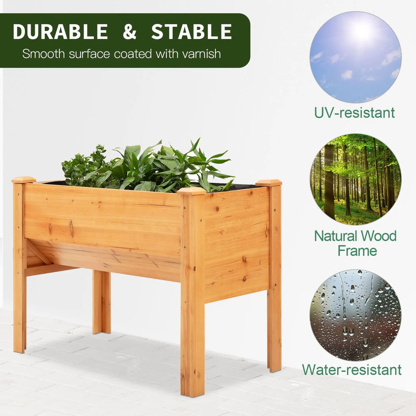 Wooden Raised Garden Stand, 48" x 24" x 32", Nature Wood Elevated Garden Beds at Gallery Canada