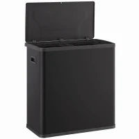 60L Touchless Trash Can, Dual Compartment, Stainless Steel, Black