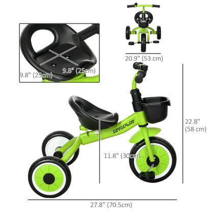 Toddler Tricycle for 2-5 Year Olds, Adjustable Seat, Basket, Bell, Green Tricycles for Kids at Gallery Canada