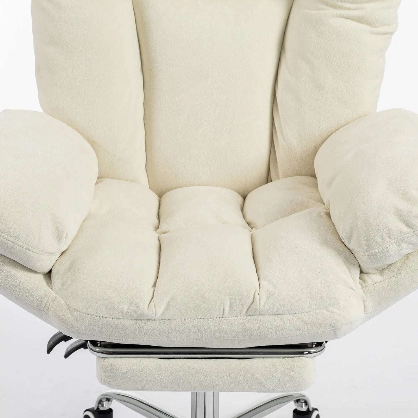 Chaise Croisée avec Roulettes, Accoudoirs en Cascade, Beige