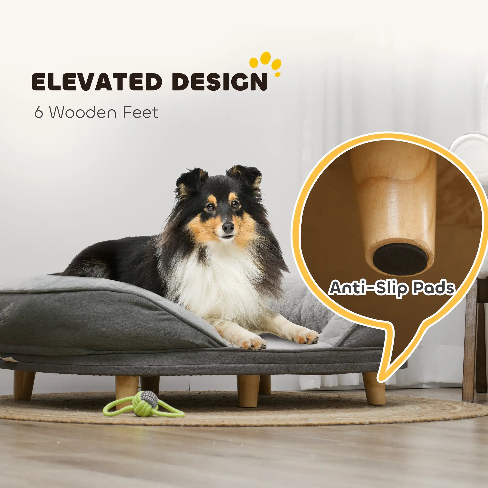 Pet Sofa Bed for Large Dogs, Removable Washable Cover, Anti-Slip Pads, Grey Dog Sofas at Gallery Canada