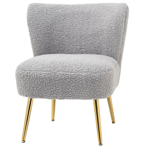Lounge Chair, Soft Upholstery, Gold Legs, Charcoal Grey