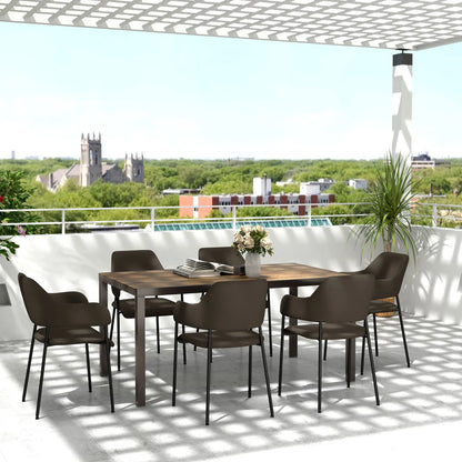 63"-94.5" Extendable Outdoor Dining Table, Steel Frame, Brown Patio Dinning Tables at Gallery Canada