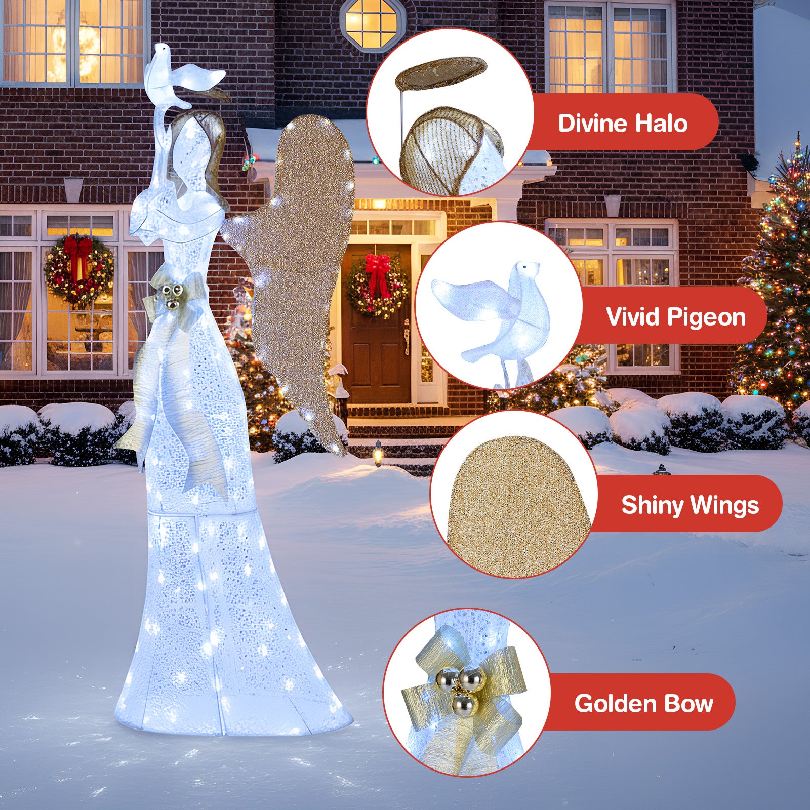 3D Lighted Angel Christmas Decoration, 5.5 FT, White Christmas at Gallery Canada
