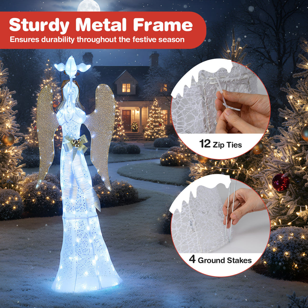 3D Lighted Angel Christmas Decoration, 5.5 FT, White Christmas at Gallery Canada