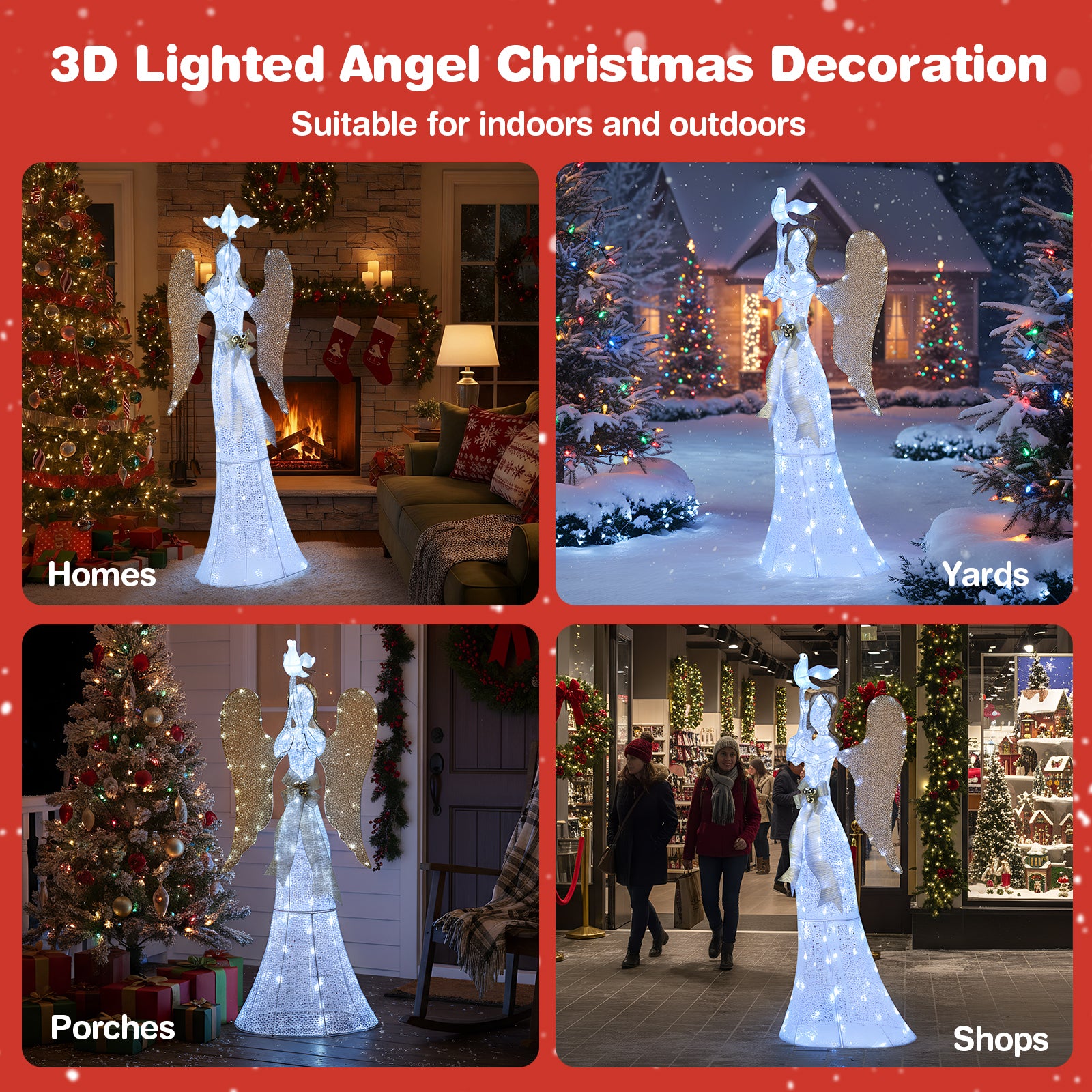 3D Lighted Angel Christmas Decoration, 5.5 FT, White Christmas at Gallery Canada