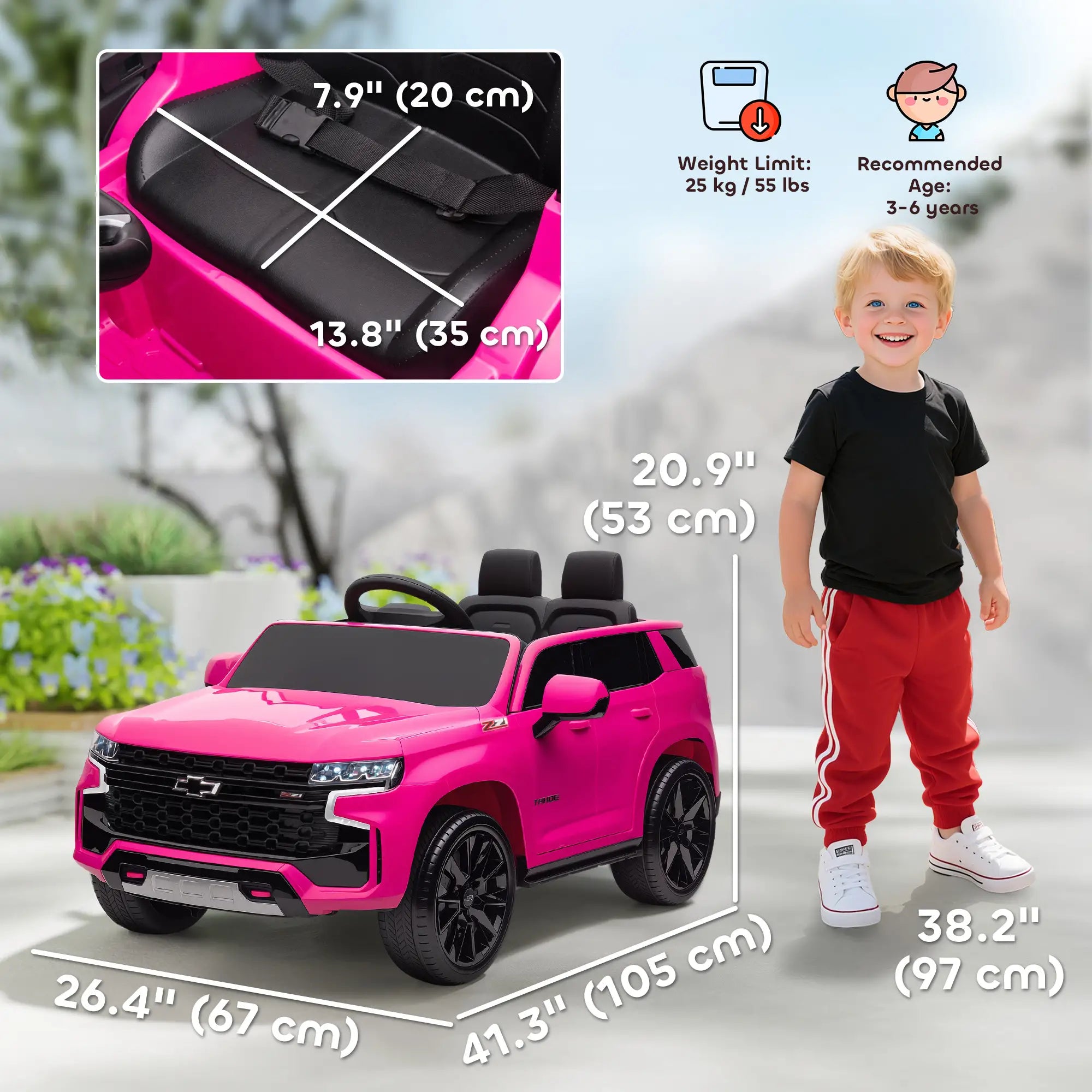 Chevrolet Tahoe Kids Ride on Car, 12V 7AH, Pink Electric Toy Cars at Gallery Canada